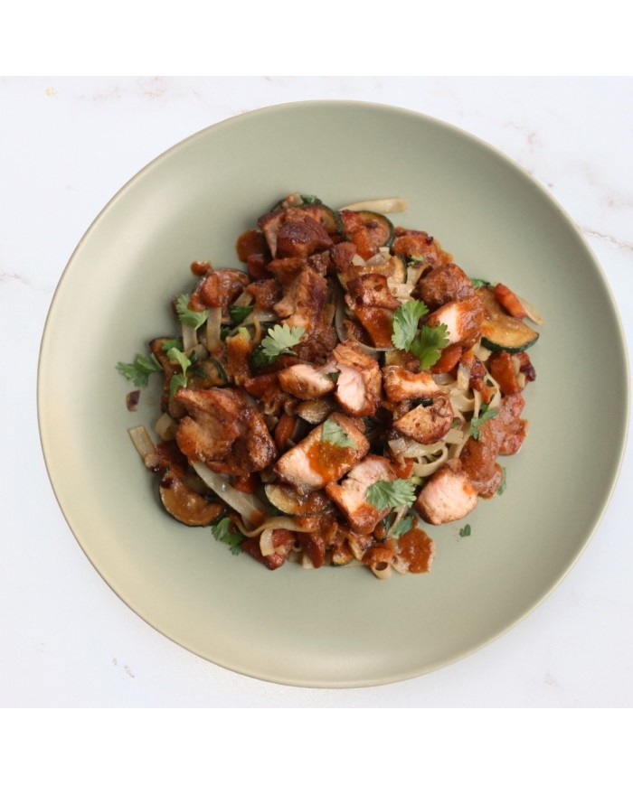 SALMÓN TERIYAKI CON NOODLES DE ARROZ